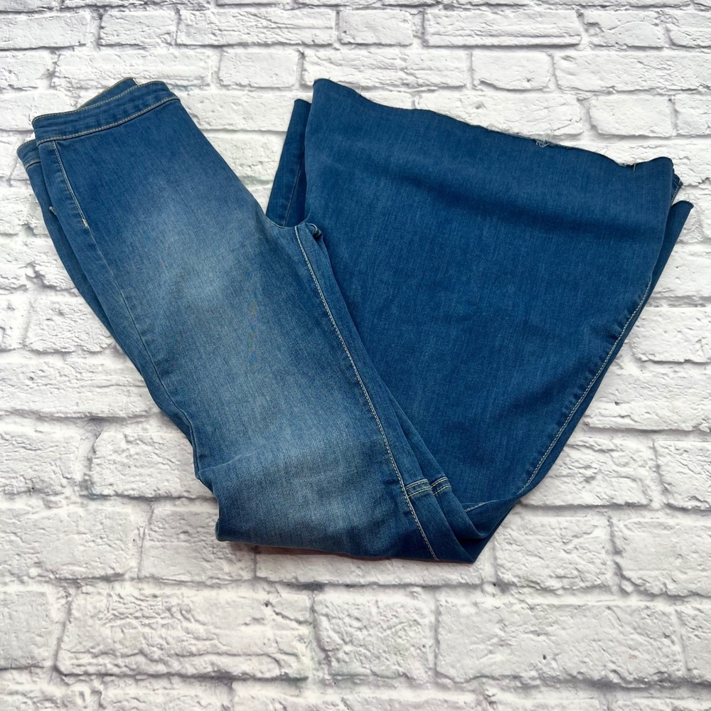We The Free Just Float On Flare Jeans Blue High Rise Bell Bottom Retro Size 27